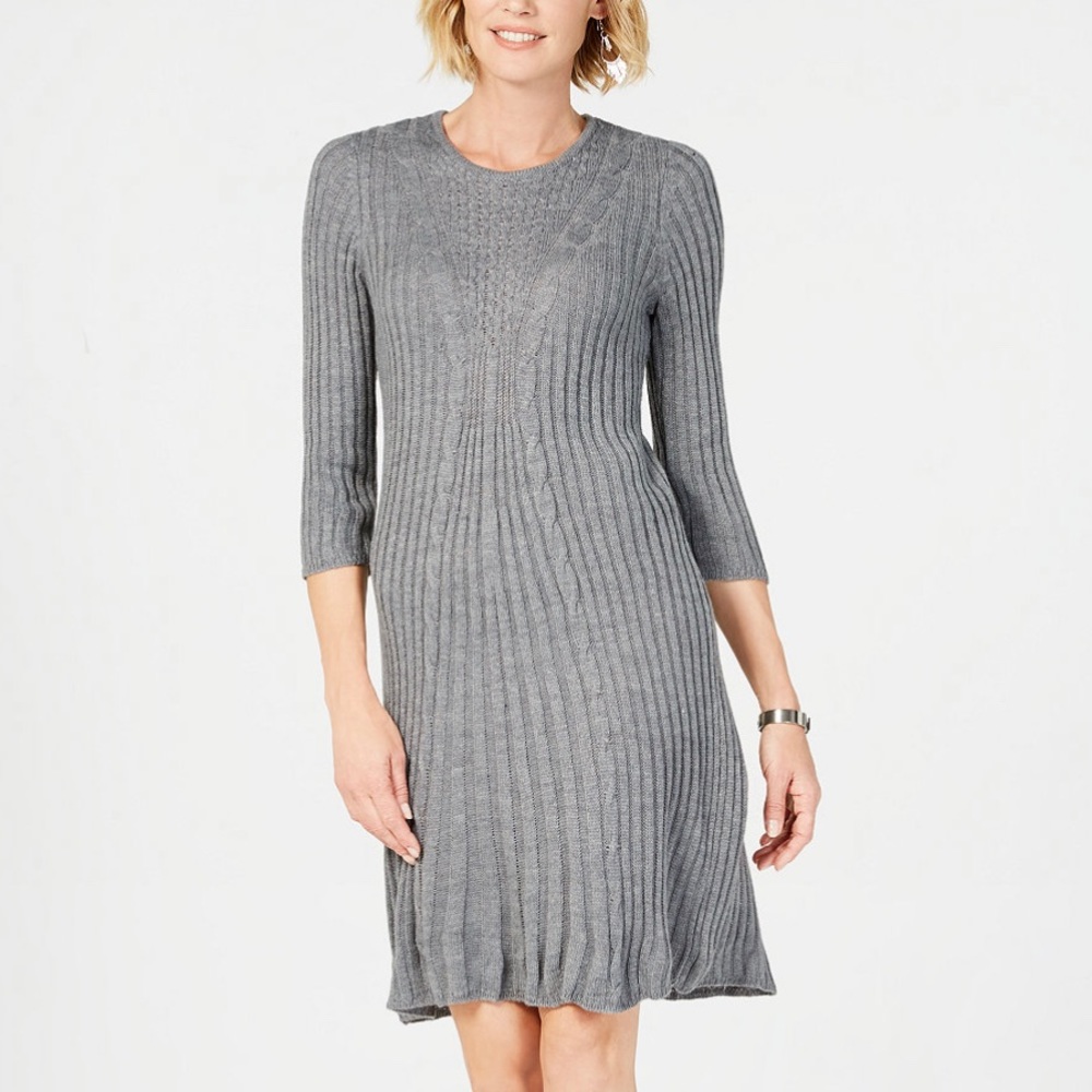 Cable Knit Sweater Dress Petite Medium